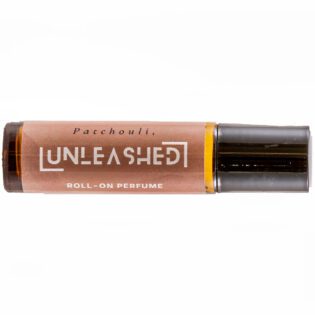 UNLEASHED Patchouli natural perfume bottle with vetiver ginger sandalwood, frankincense, rose