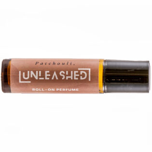 UNLEASHED Patchouli natural perfume bottle with vetiver ginger sandalwood, frankincense, rose